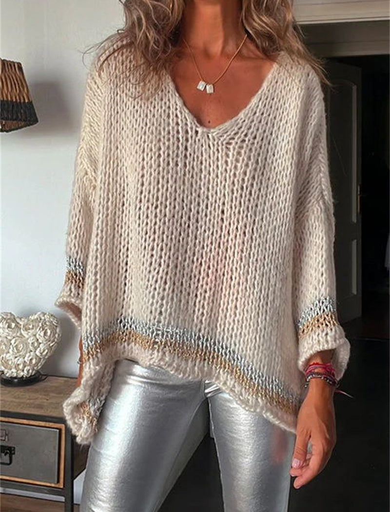 Loose Knit V-Neck Sweater