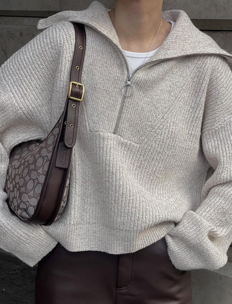 Long-Sleeve V-Neck Knit Pullover