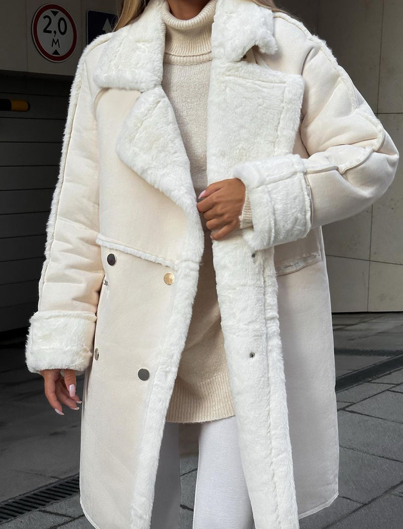 Shearling-Lined Oversized Coat