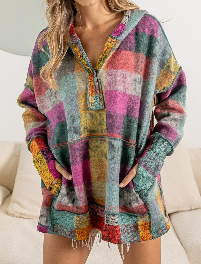 Multicolor Patchwork Oversized Hoodie