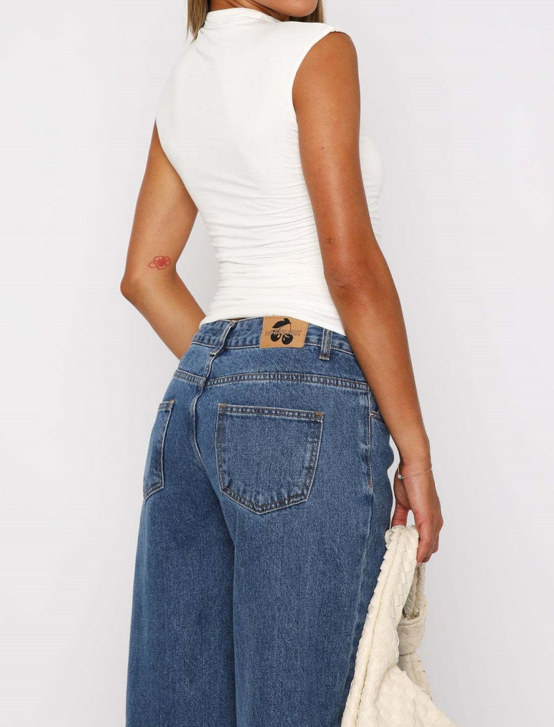 High Neck Solid Color Sleeveless Vest