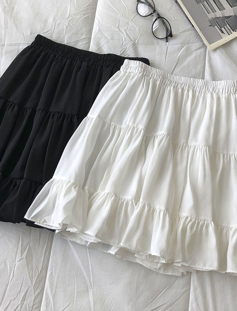 Elastic Waist Patchwork Skirt