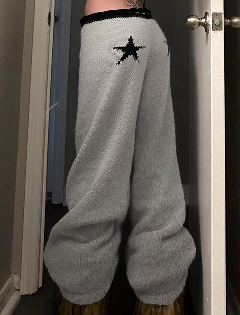 Drawstring Knit Flare Pants