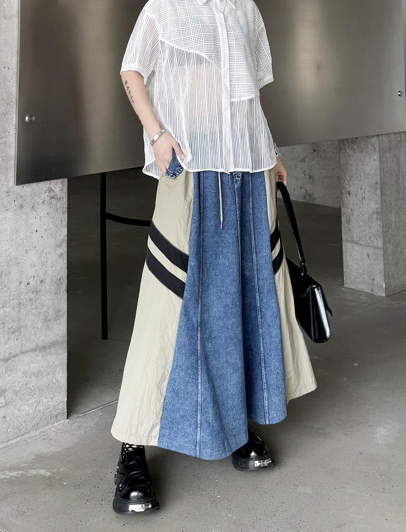 Patchwork Drawstring Maxi