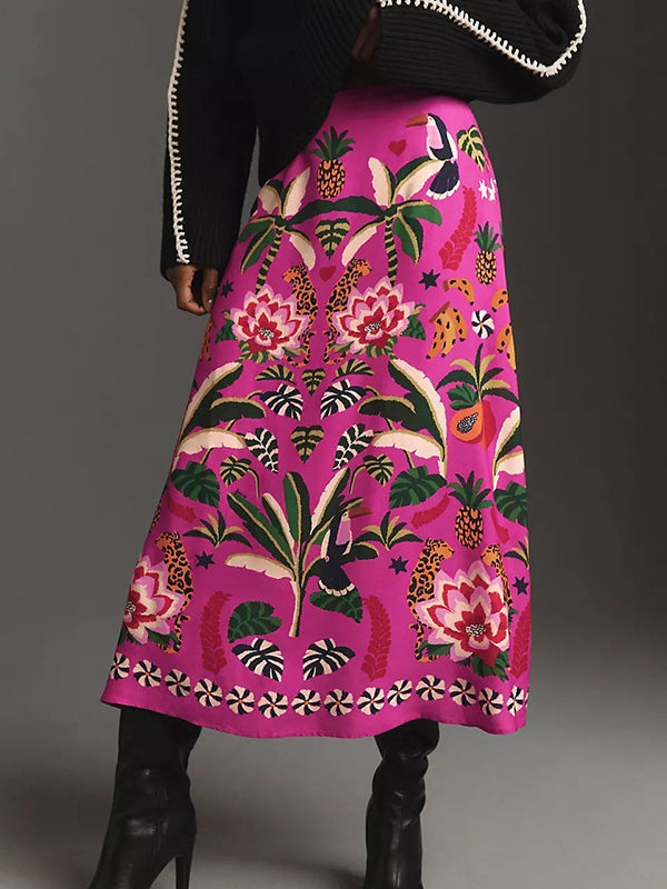 Floral A-Line Midi Skirt