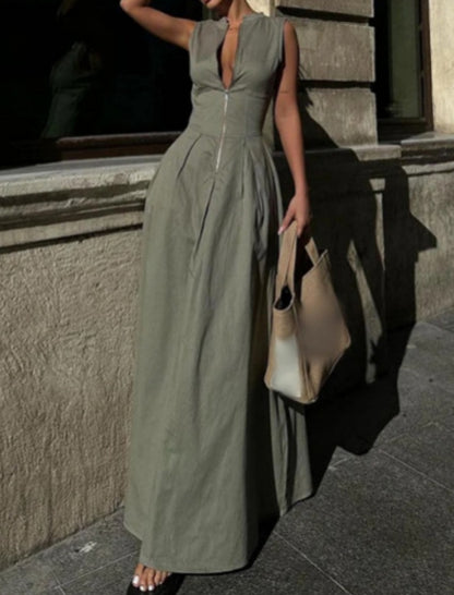 Sleeveless Keyhole Cutout Maxi Dress