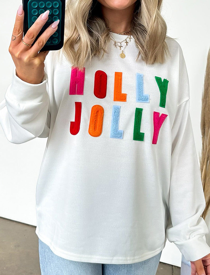 "Holly Jolly" Graphic Long Sleeve Top