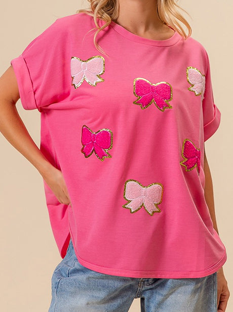 Bow Print Short-Sleeve Tee