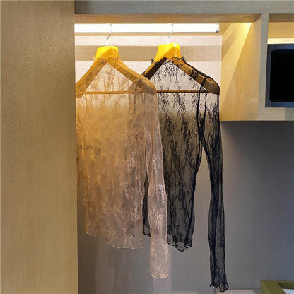 Sheer Lace Long Sleeve Top