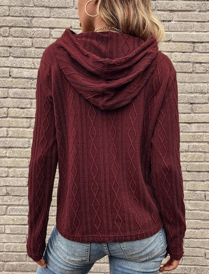 Solid Color Casual Long Sleeve Hoodie