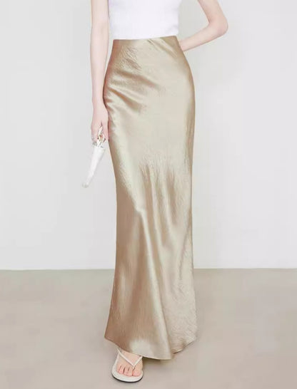 High-Rise Satin Maxi Skirt