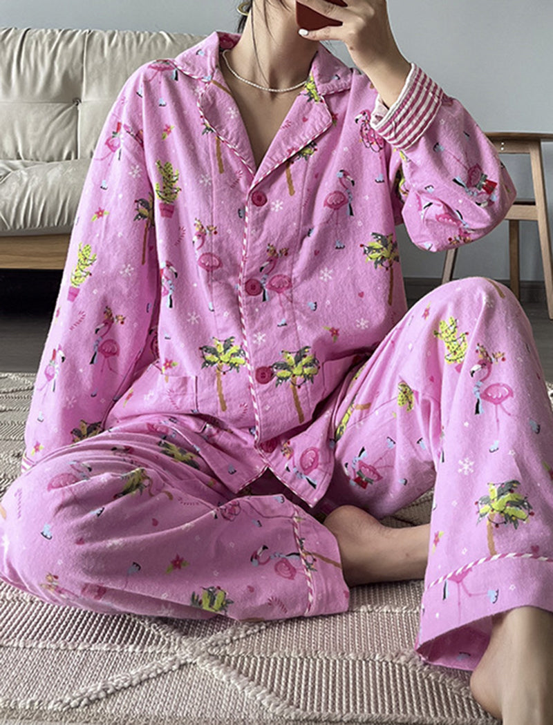 Printed Long Sleeve Pants Pajama Set