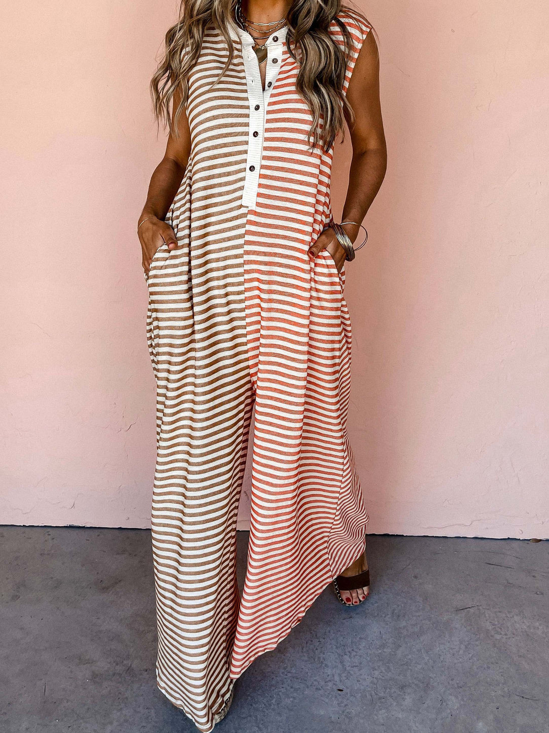 Sleeveless Striped Patchwork Maxi Dress