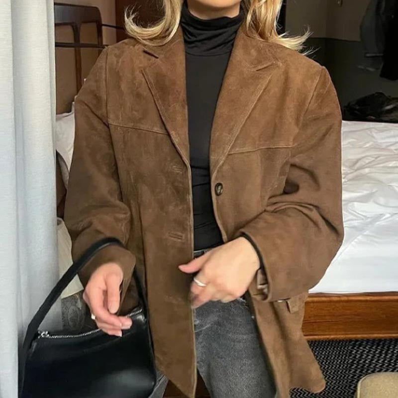 Oversized Faux Suede Blazer