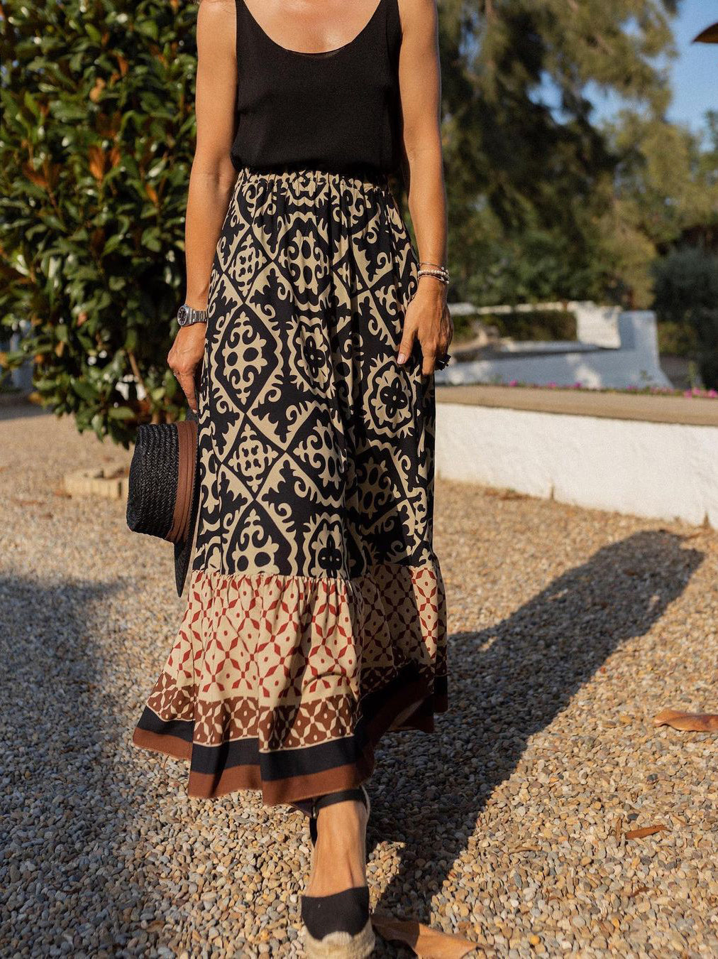 Bohemian Print Maxi Skirt