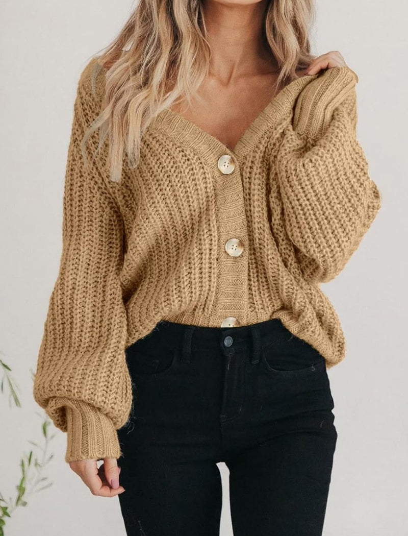 Chunky Knit Button-Up Cardigan