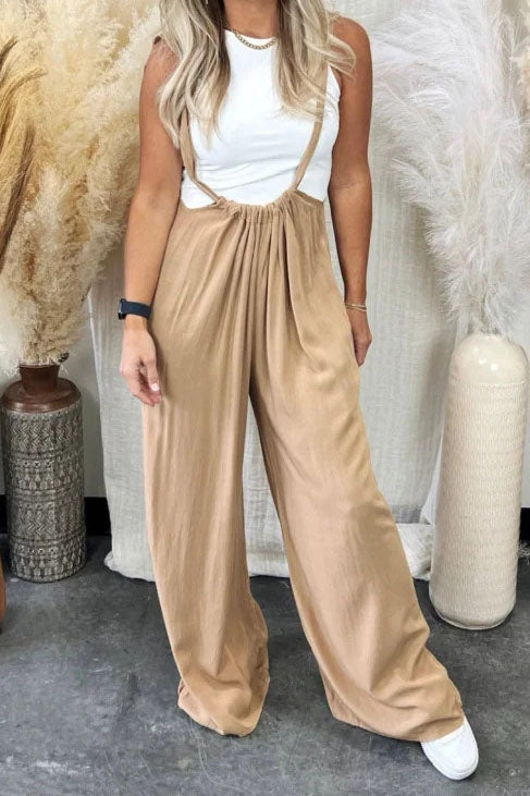 Wide-Leg Suspender Pants