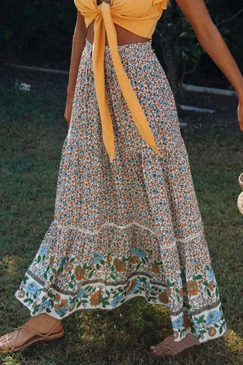 Bohemian Floral Maxi Skirt