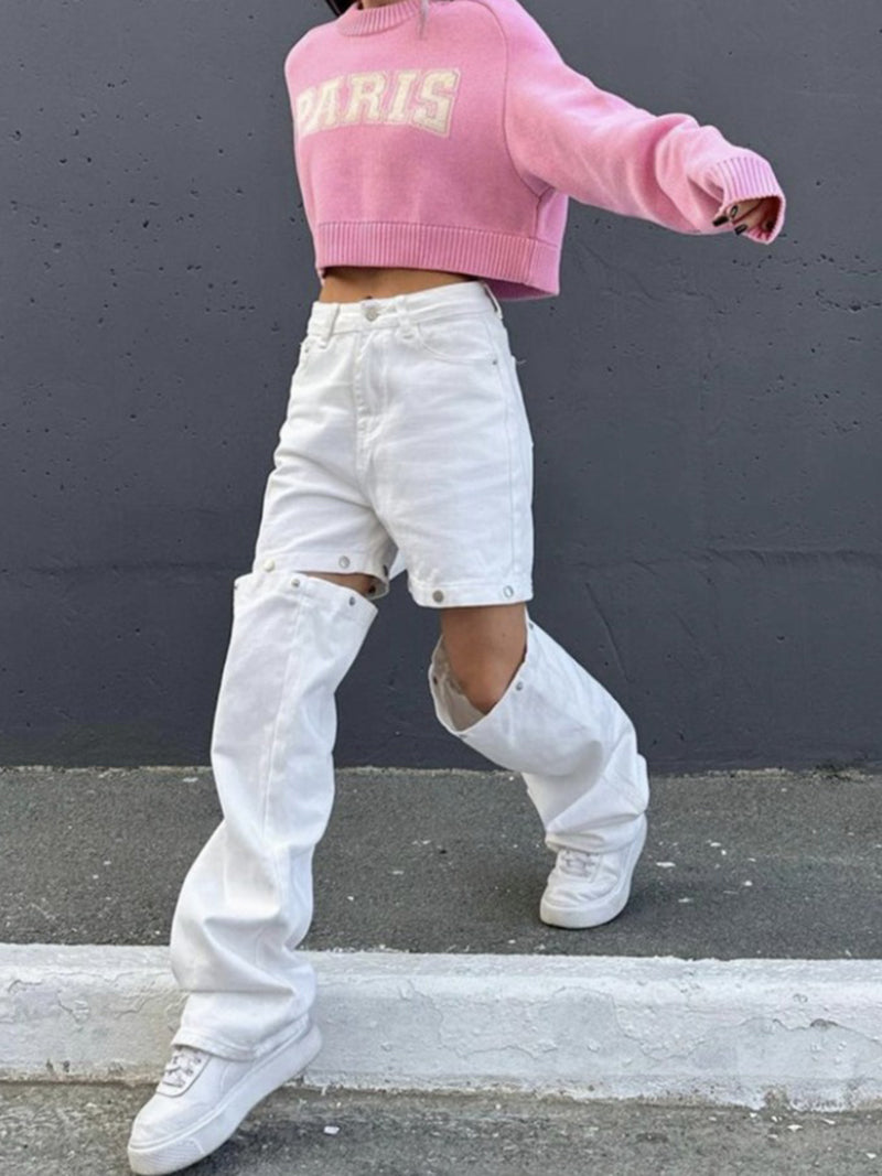 Detachable Wide-Leg Jeans