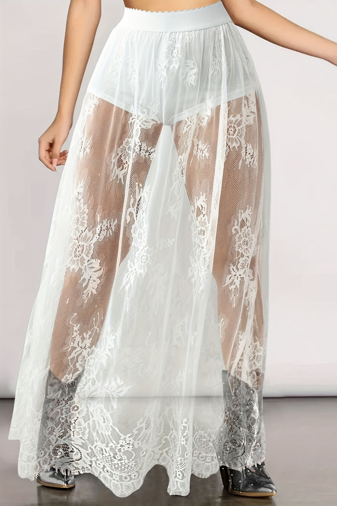 Sheer Lace Maxi Skirt