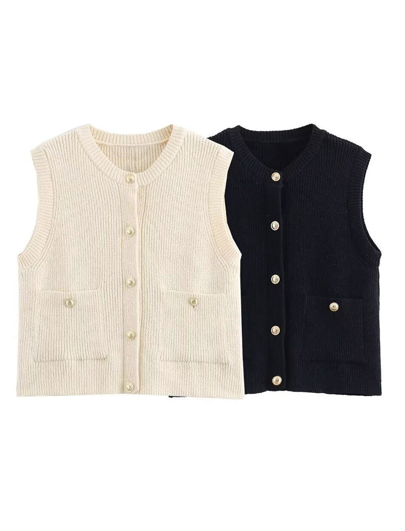 Double-Pocket Knit Vest