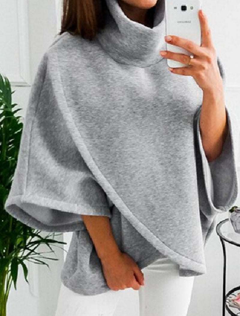 Fleece Asymmetrical High Neck Top