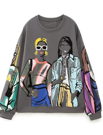 Graphic Print Oversized Pullover