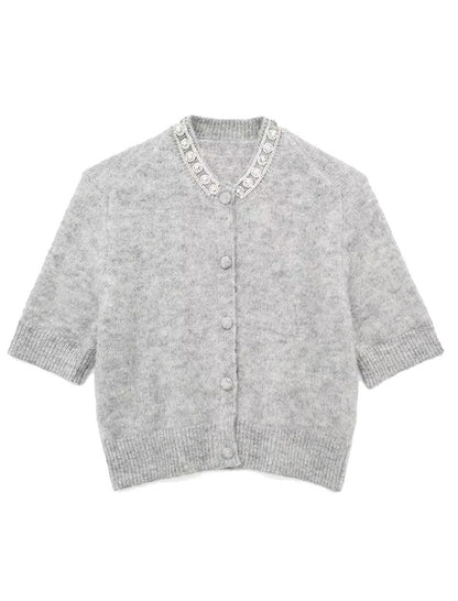 Knit Cardigan with Embellished Details