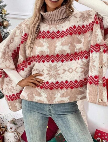 Reindeer Print Oversized Sweater