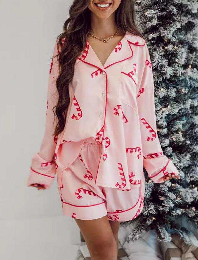 Wine Glass Print Pajama Set