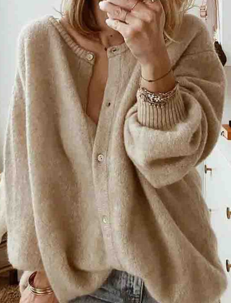 Oversized Knit Cardigan with Buttons