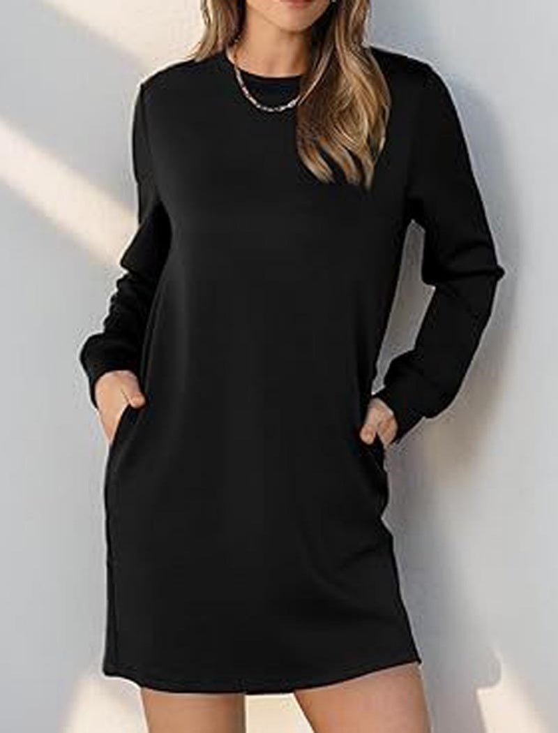 Long Sleeve Mini Dress with Crew Neck