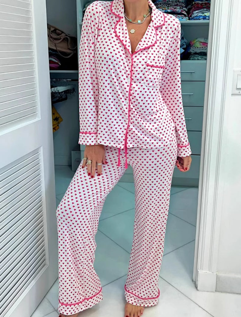 Polka Dot Button-Down Pajama Set