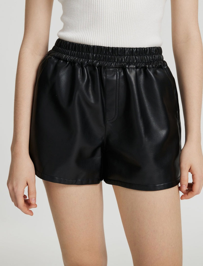 Faux Leather High-Waisted Shorts