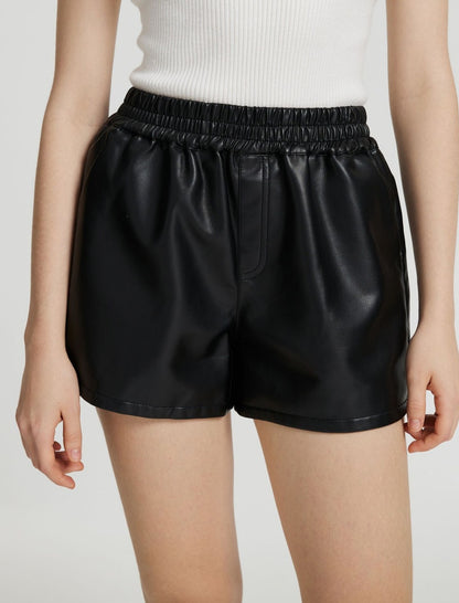 Faux Leather High-Waisted Shorts