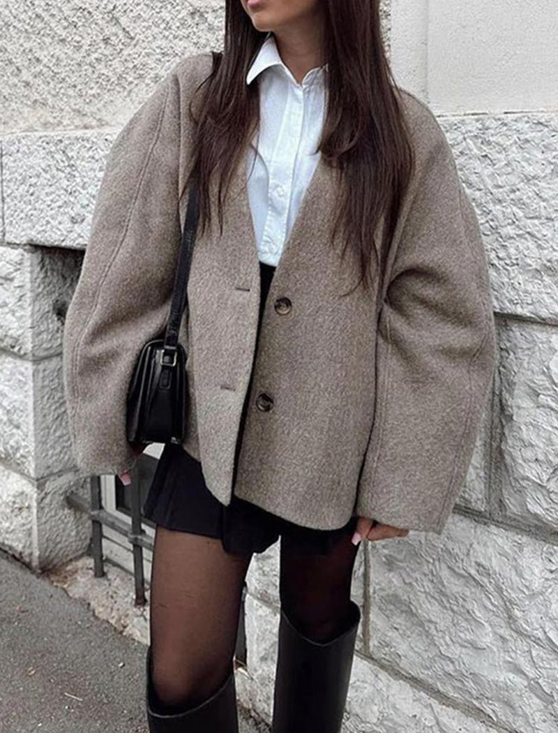 Oversized Button-Up Wool Coat