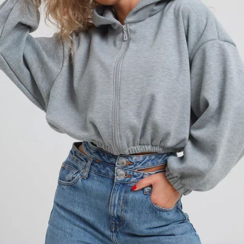 Long Sleeve Crop Zip Hoodie