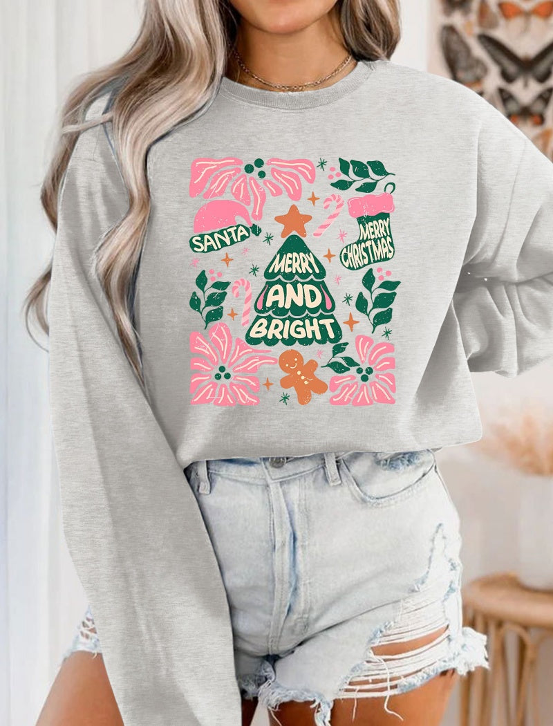 Vintage Print Crew Neck Long Sleeve Top