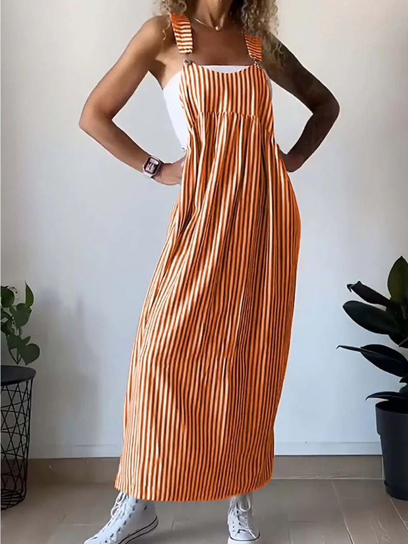 Striped Overall Maxi Dress