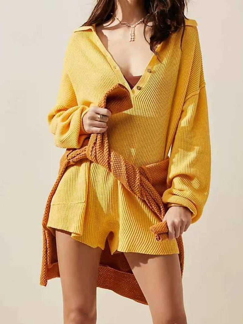 Solid Oversized Buttoned Romper