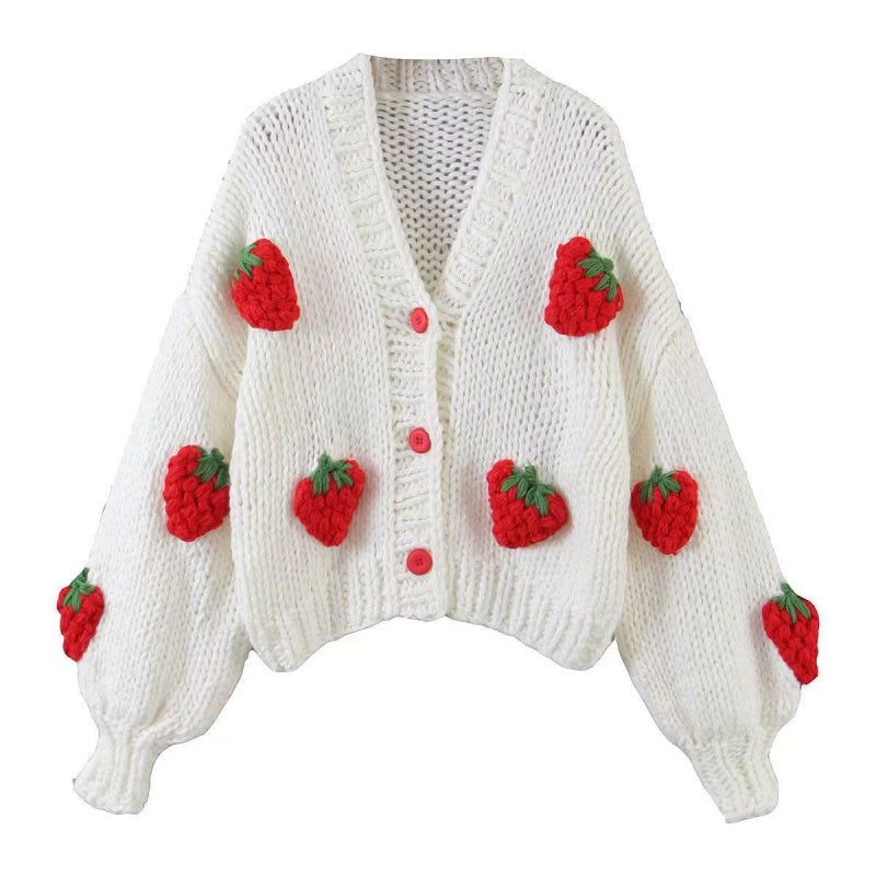 Strawberry Knit Oversized Cardigan