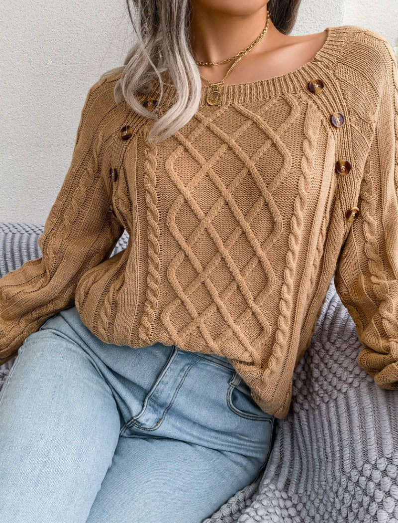 Knit Button-Accent Sweater