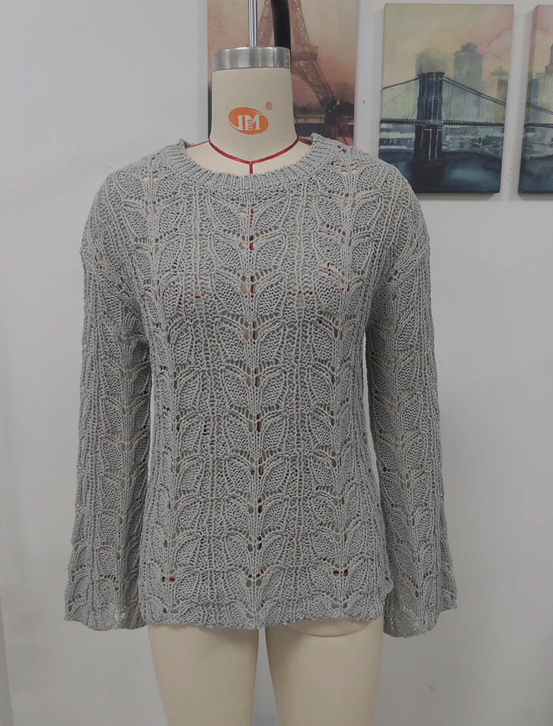 Crochet Knit Long-Sleeve Top