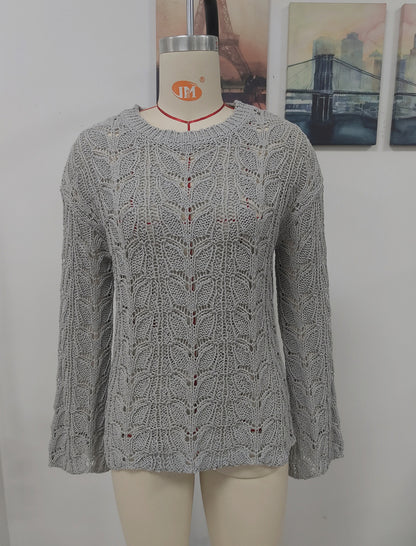 Crochet Knit Long-Sleeve Top