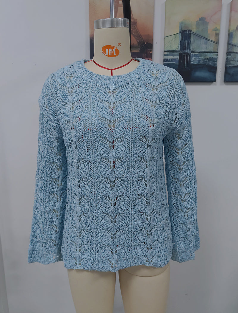 Crochet Knit Long-Sleeve Top