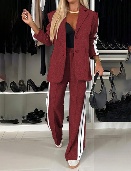 Blazer and Track Pant Set with Side Stripes