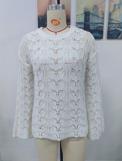 Crochet Knit Long-Sleeve Top
