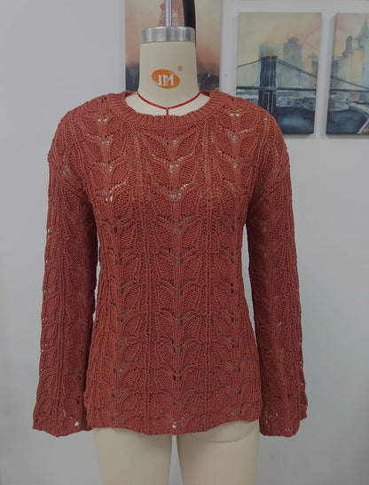 Crochet Knit Long-Sleeve Top