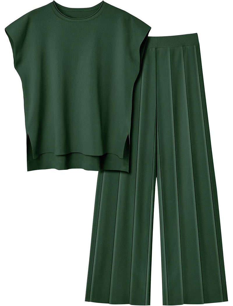 Sleeveless Top and Wide-Leg Pants Set