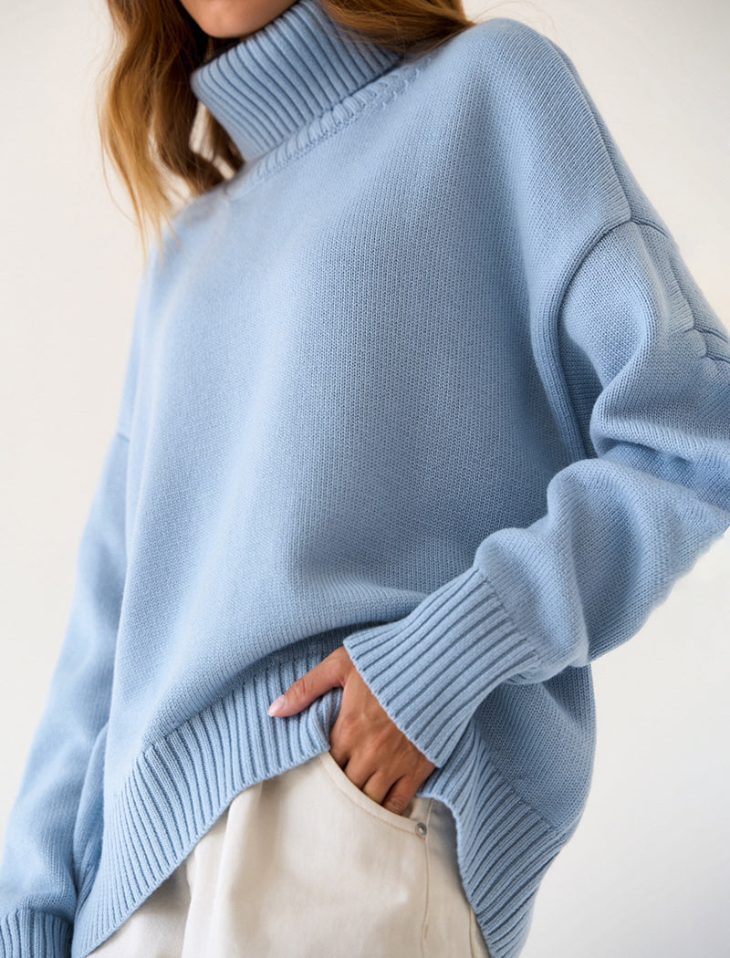 Oversized Turtleneck Sweater with Relaxed Fit